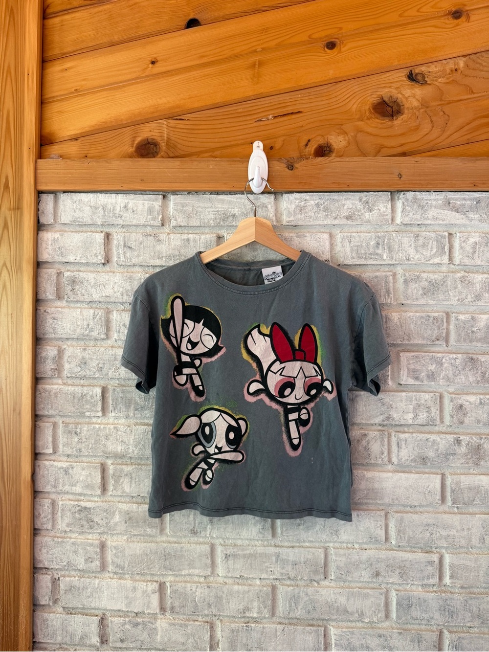 Y2k Gray Powerpuff Girls Graphic Tee - Pink & White Accents